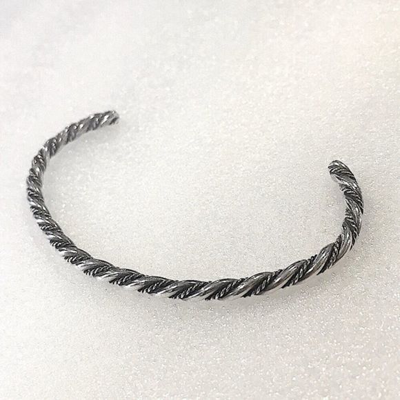 Vintage Sterling Silver Twisted Cuff Bangle Bracelet - Picture 1 of 4